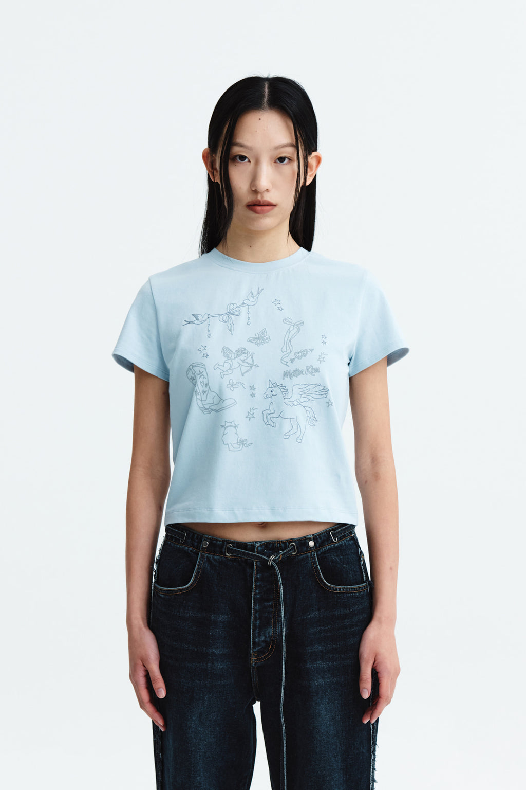 Matin Kim - Kitsch Printing Crop Top (Sky) product image 5 | TRAB K-Fashion Australia