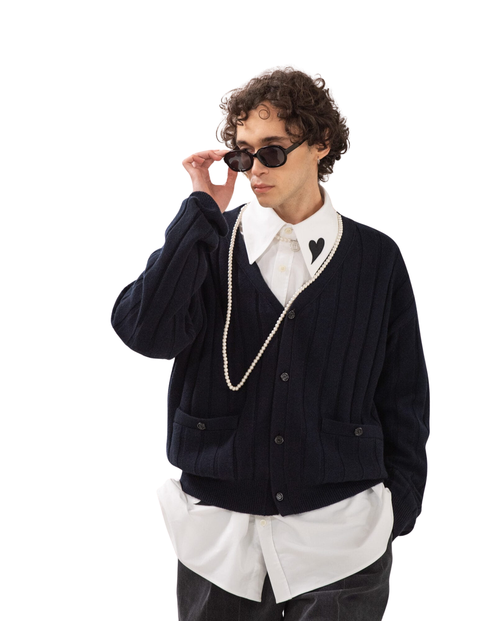 Kimhe Kim - V-Neck Cardigan (Dark Grey) product image 2 | TRAB K-Fashion Australia