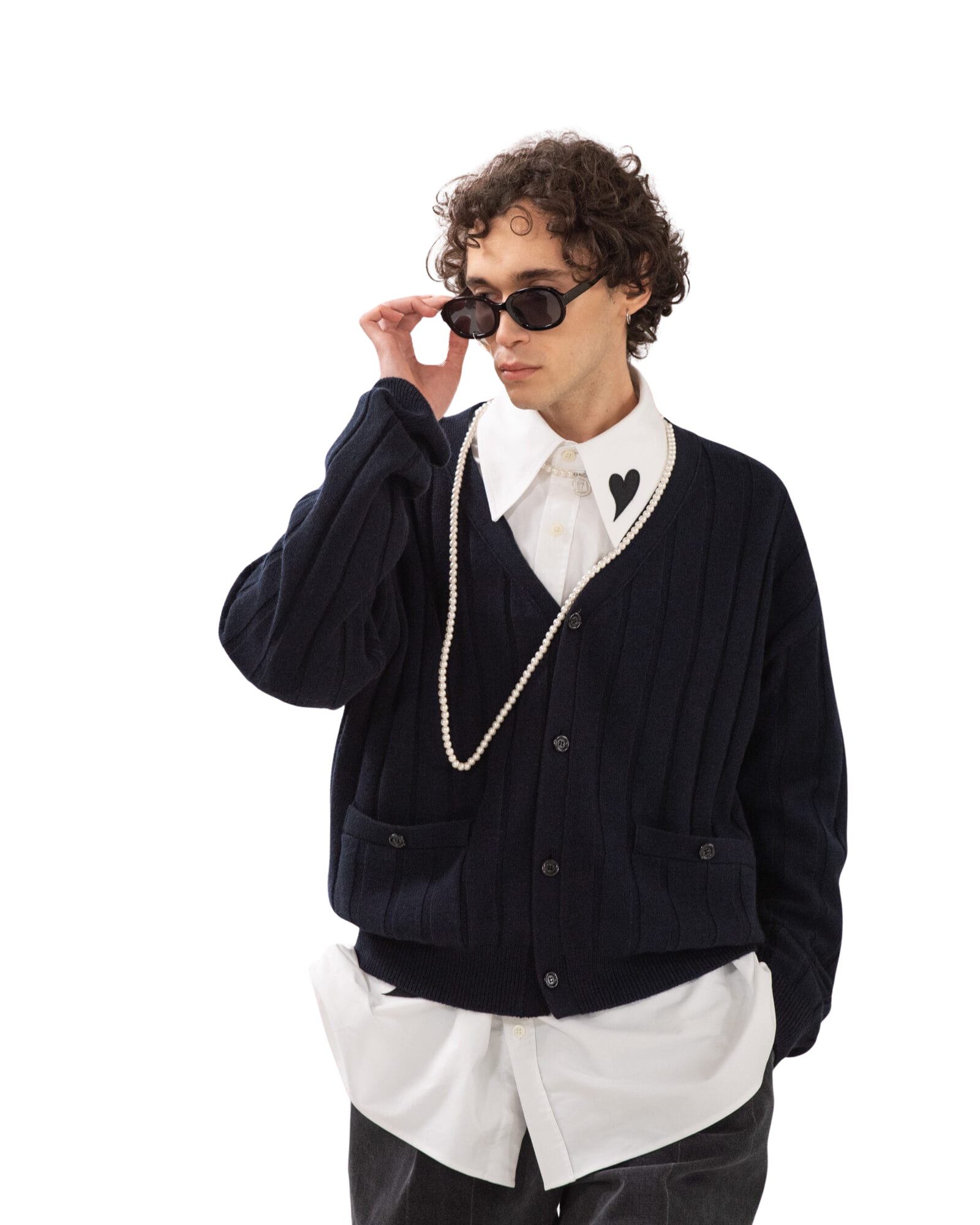 Kimhe Kim - V-Neck Cardigan (Black) product image 2 | TRAB K-Fashion Australia