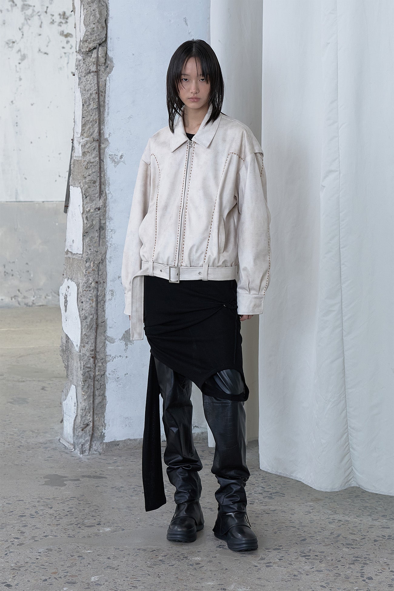 Deinet - Stitch Bomber Jumper (Ivory) product image 4 | TRAB K-Fashion Australia