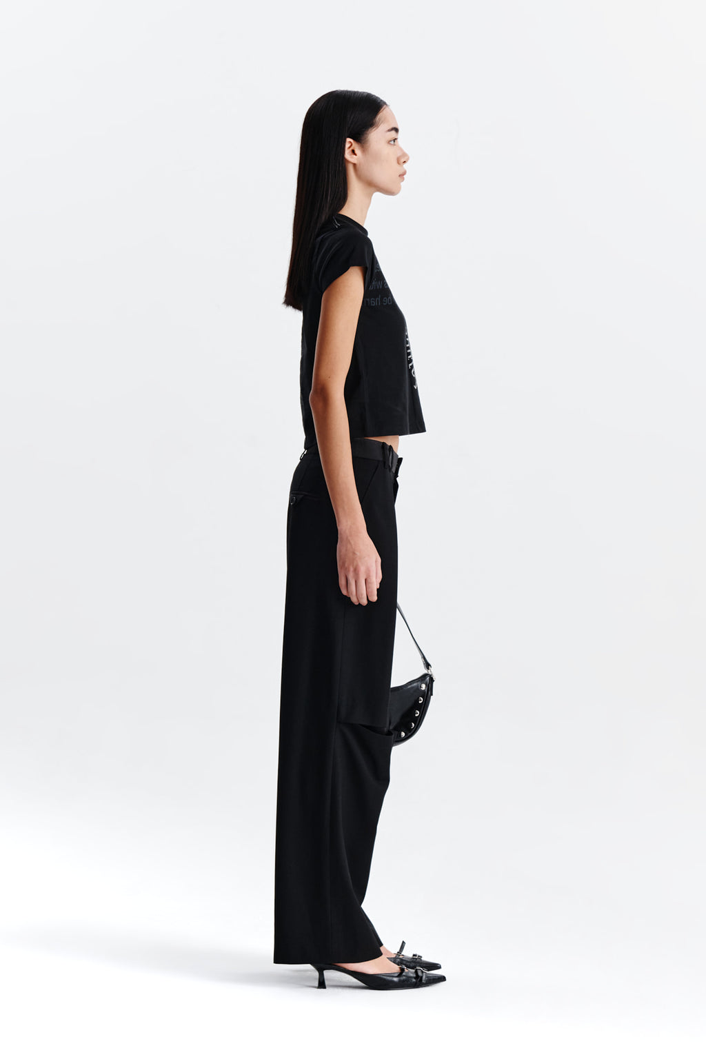 Matin Kim - Print Mixed Crop Top (Black) product image 6 | TRAB K-Fashion Australia