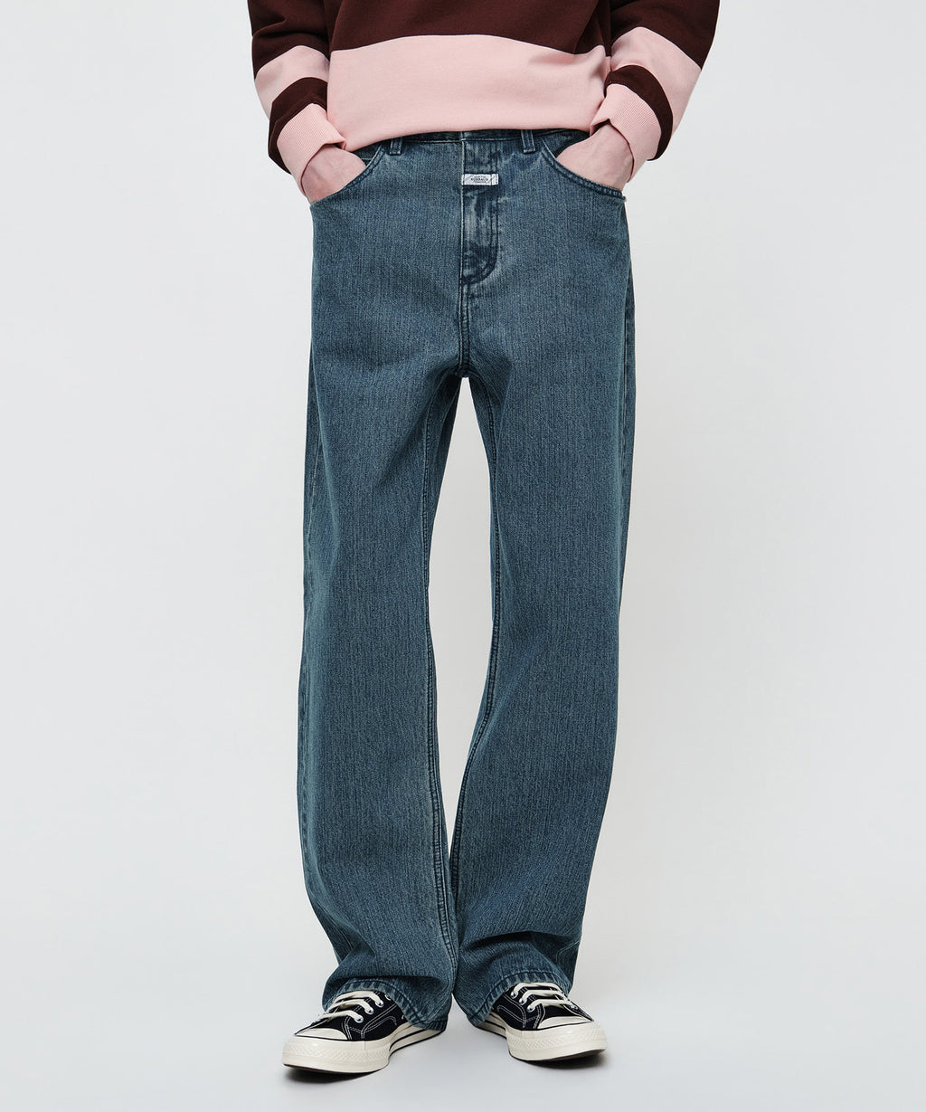 Marithe & Francois Girbaud - Semi-wide Broken Twill Denim Pants (Blue) product image 1 | TRAB K-Fashion Australia