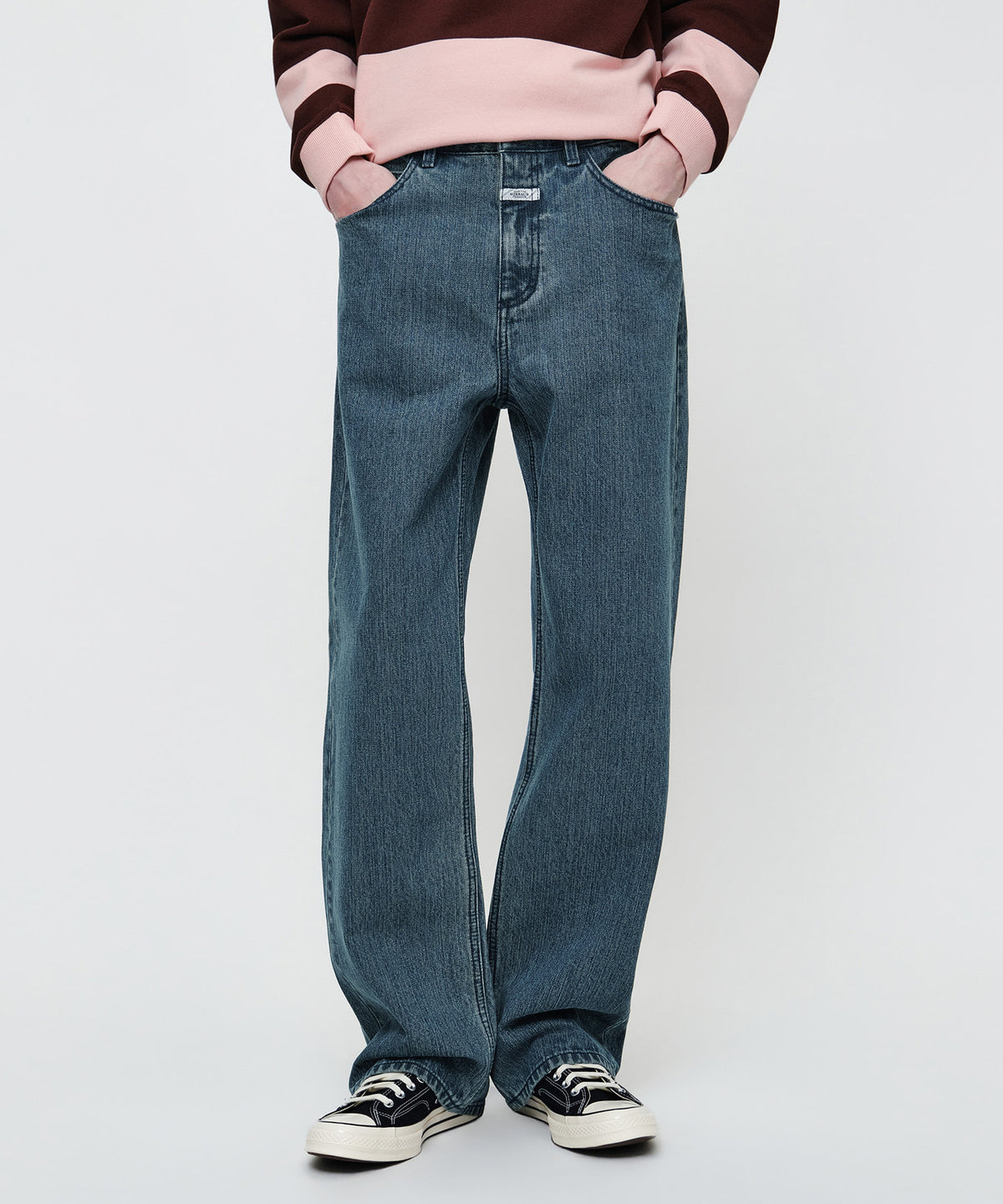 Marithe & Francois Girbaud - Semi-wide Broken Twill Denim Pants (Blue) product image 1 | TRAB K-Fashion Australia