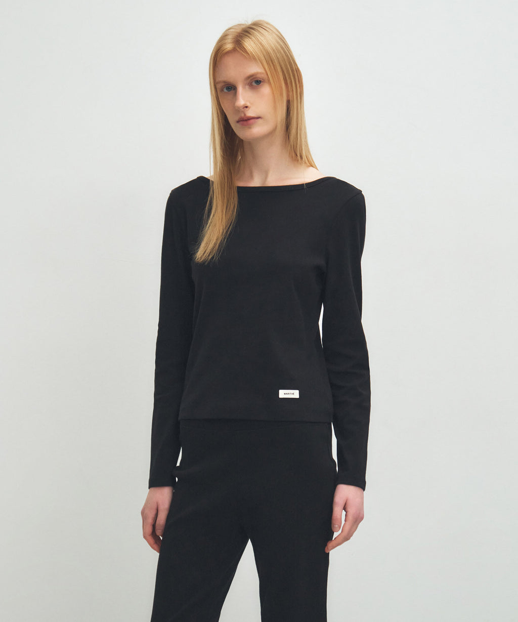 Marithe & Francois Girbaud - Basic Scoop Back Long Sleeve (Black) product image 2 | TRAB K-Fashion Australia
