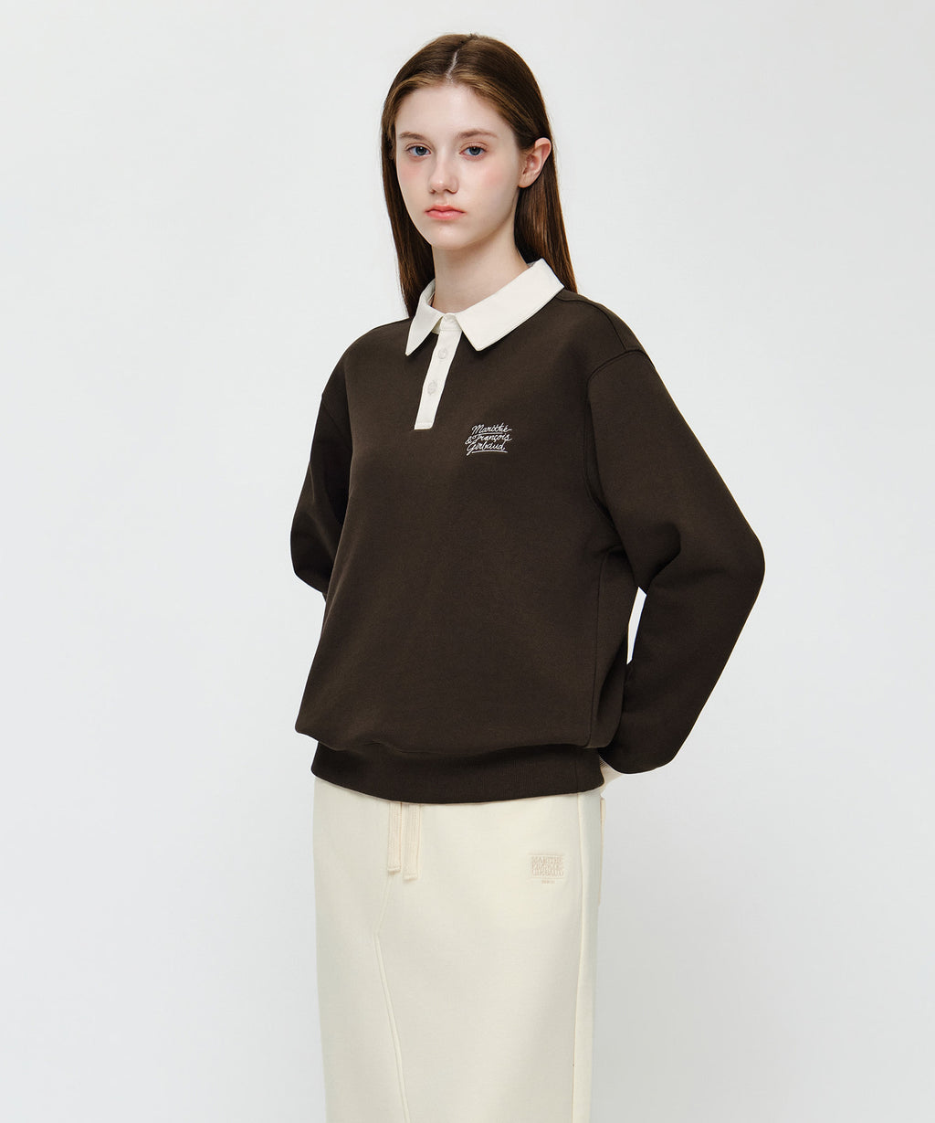 Marithe & Francois Girbaud - Color Block Collar Sweatshirt (Dark Brown) product image 3 | TRAB K-Fashion Australia