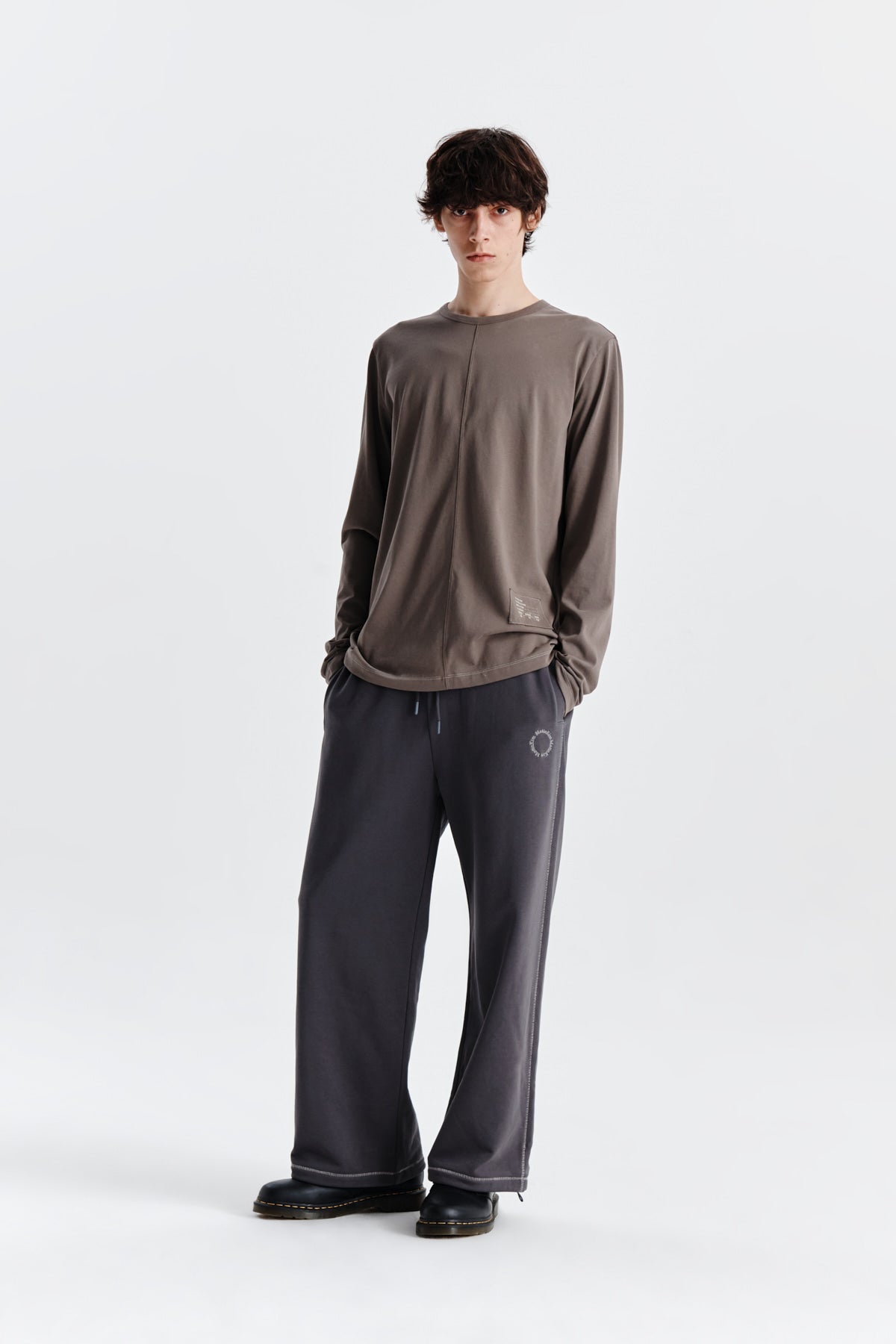Matin Kim - Patch Graphic Point Long Sleeve Top (Khaki) product image 8 | TRAB K-Fashion Australia