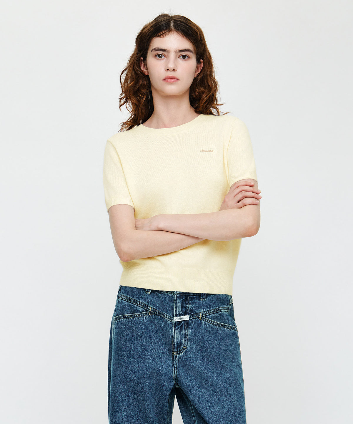 Marithe & Francois Girbaud - Small Classic Logo Round Neck Cardigan Set Up (Ivory) product image 5 | TRAB K-Fashion Australia