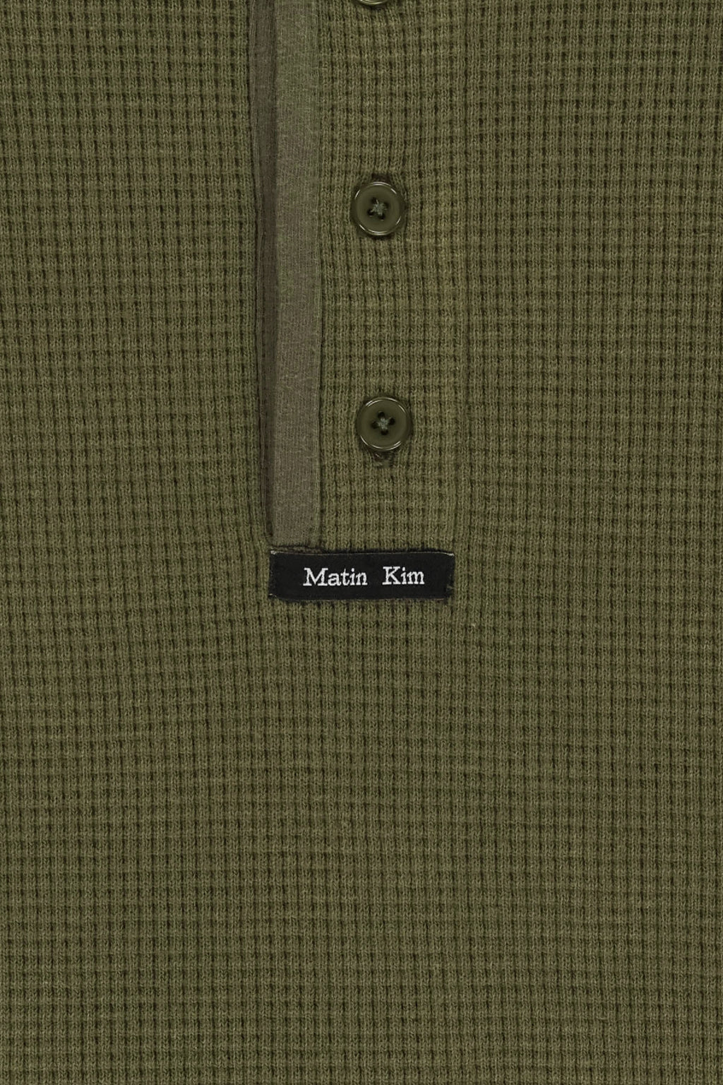 Matin Kim - Matin Washed Waffle Henley Neck Top (Khaki) product image 3 | TRAB K-Fashion Australia