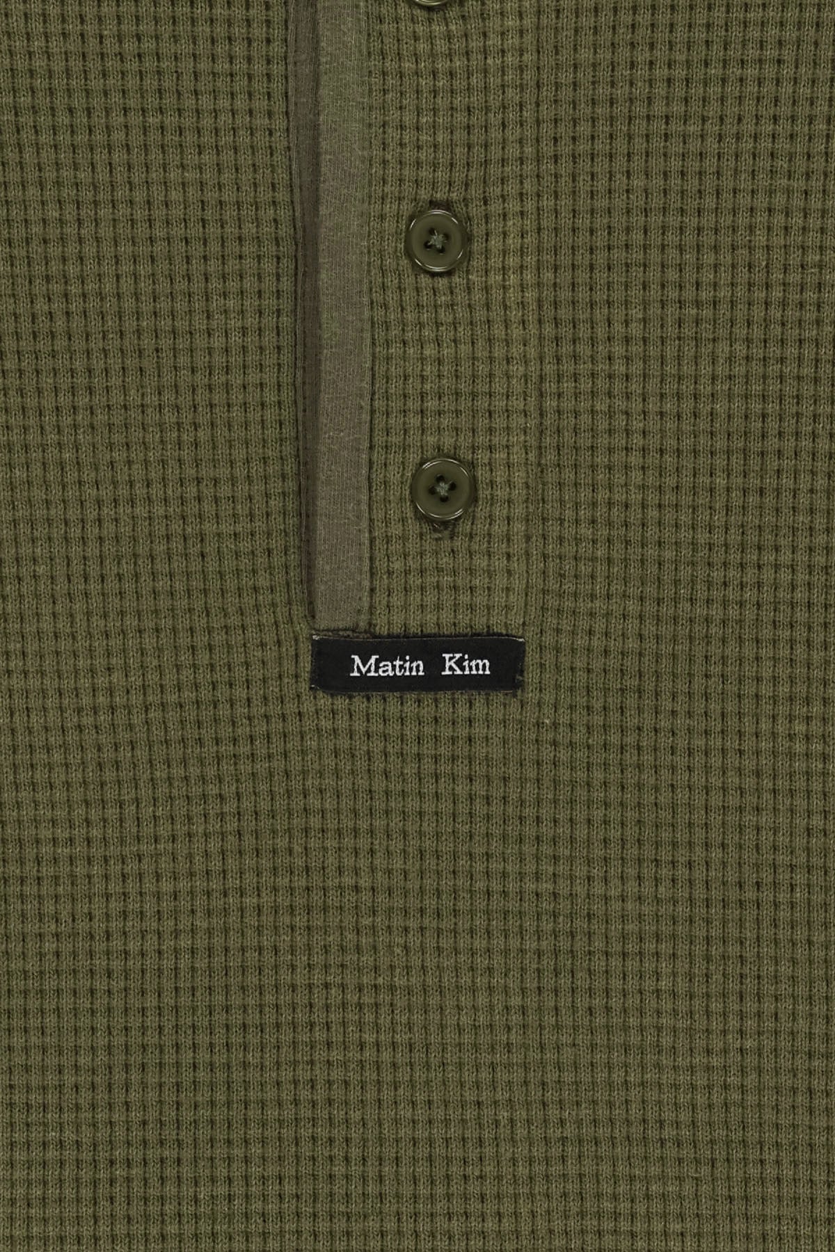 Matin Kim - Matin Washed Waffle Henley Neck Top (Khaki) product image 3 | TRAB K-Fashion Australia
