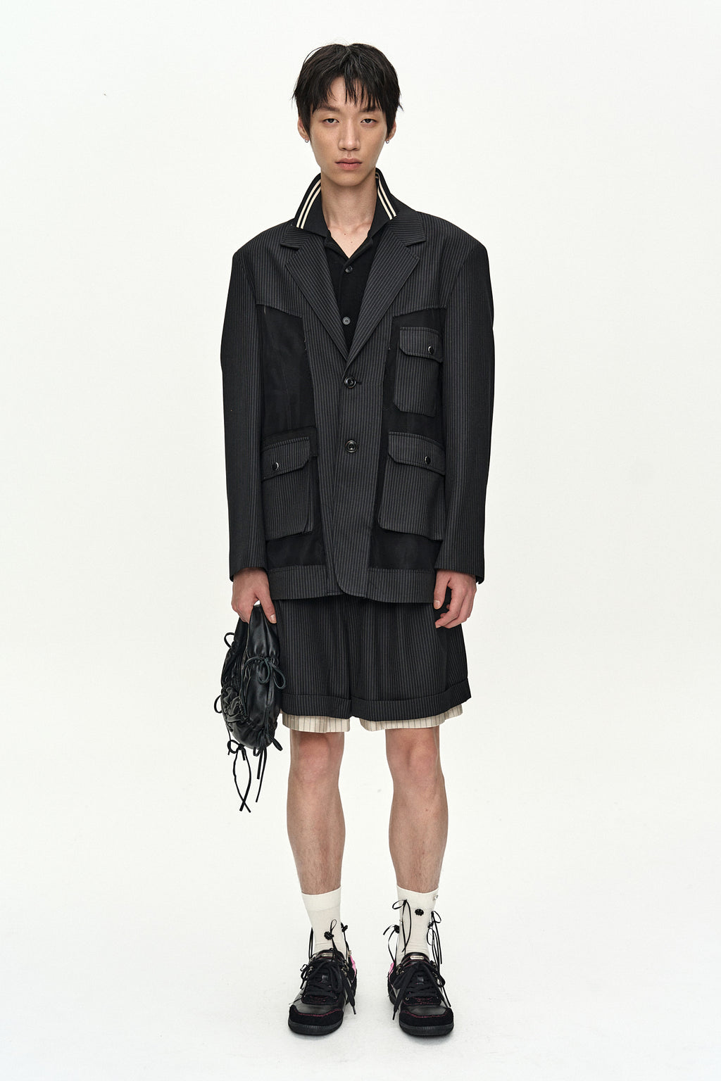 Andersson Bell - Inside-Out Stripe Layered Shorts (Black) product image 6 | TRAB K-Fashion Australia