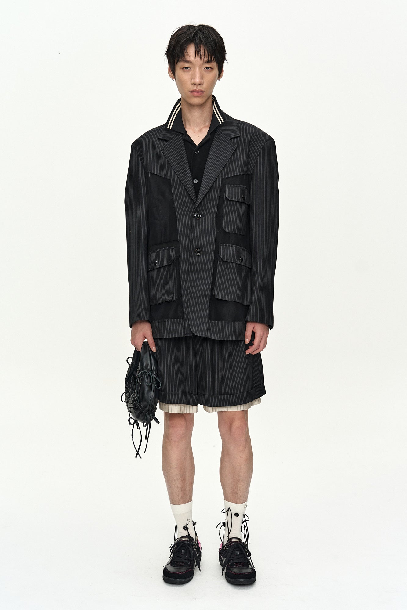 Andersson Bell - Inside-Out Stripe Layered Shorts (Black) product image 6 | TRAB K-Fashion Australia