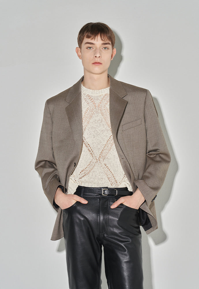 Tonywack - Signature 2-Button Blazer (Beige Herringbone) product image 3 | TRAB K-Fashion Australia