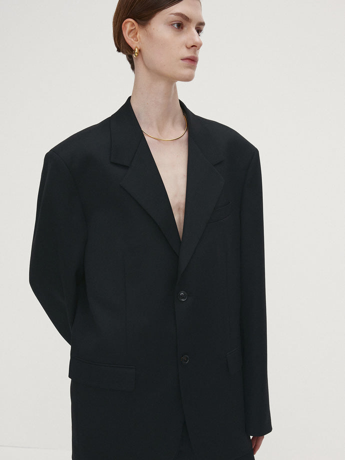 Tonywack - Virgin Wool Relaxed Tailored Jacket (Black) product image 1 | TRAB K-Fashion Australia