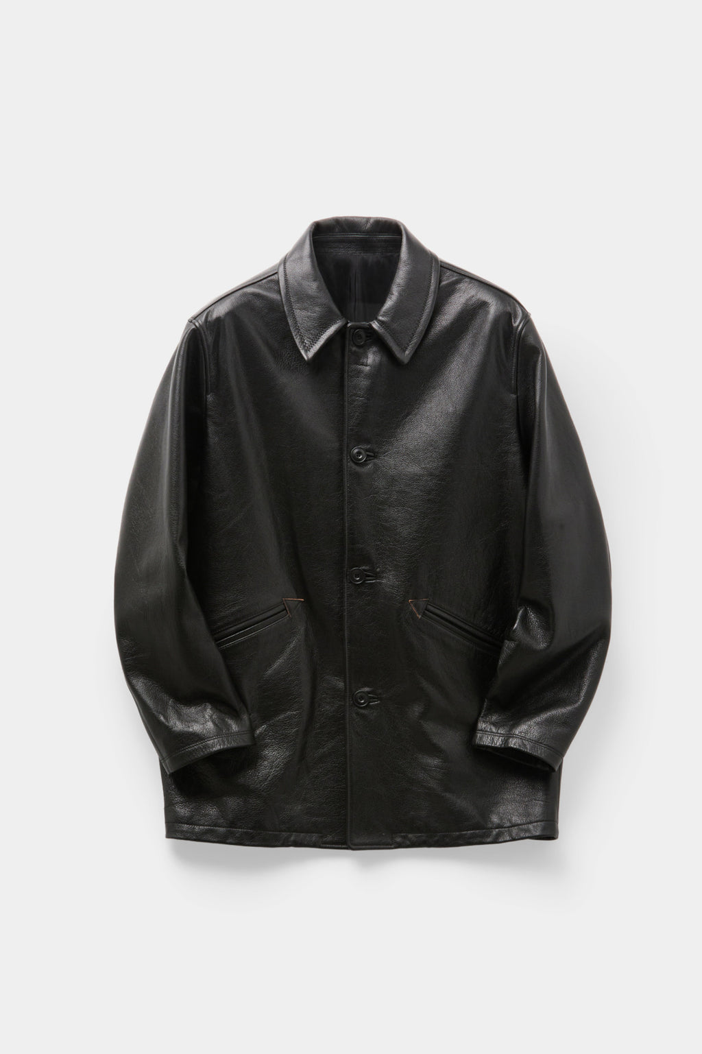 Coor - Chevron Stitched Cow Leather Car Coat (Black) product image 1 | TRAB K-Fashion Australia