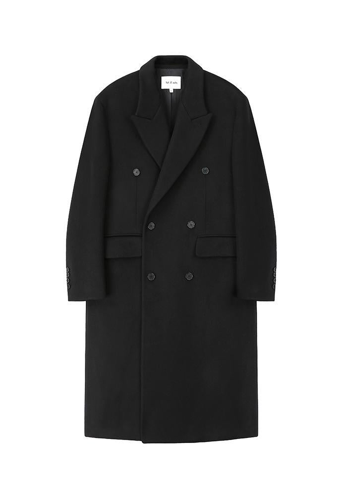 Art if acts - Leather Collar Double-Breasted Coat (Black) product image 7 | TRAB K-Fashion Australia