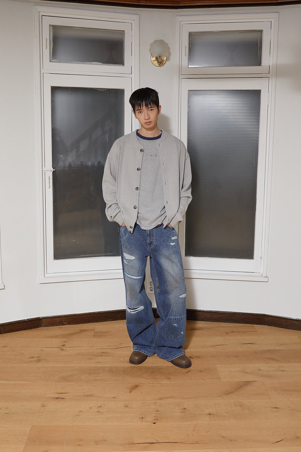 Matin Kim - Destroyed Vintage Wide Denim Pants (Blue) product image 12 | TRAB K-Fashion Australia