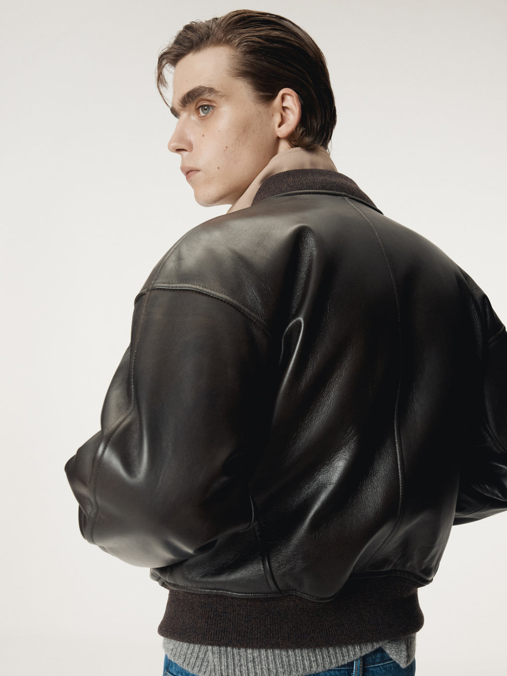 Recto - Vintage Effect Leather Bomber (Vintage Brown) product image 7 | TRAB K-Fashion Australia