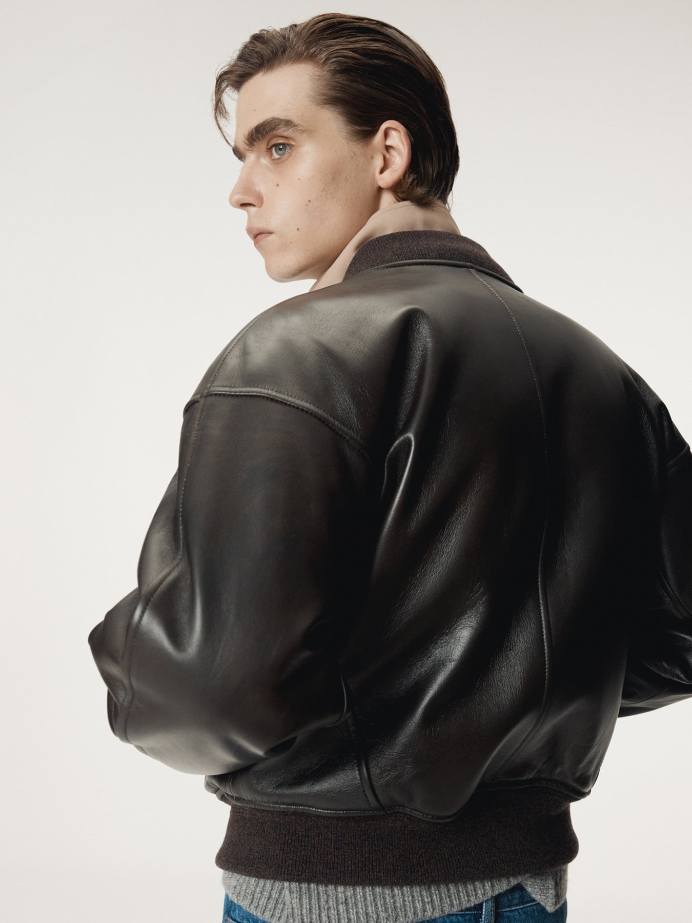 Recto - Vintage Effect Leather Bomber (Vintage Brown) product image 7 | TRAB K-Fashion Australia