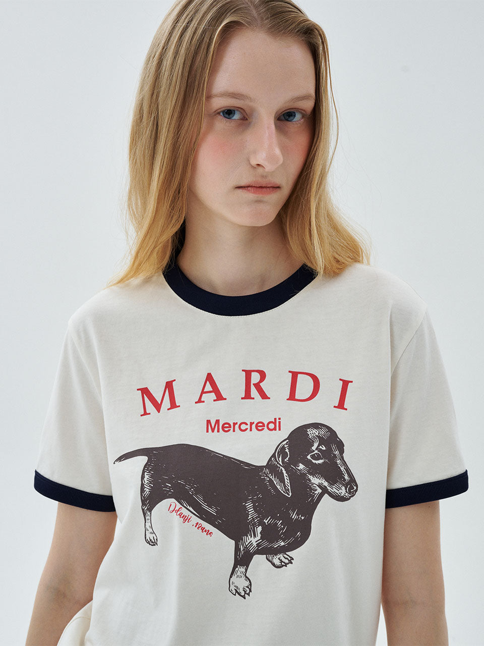 Mardi Mercredi - Slim Ringer Tshirt Ddanji (Cream Red) product image 1 | TRAB K-Fashion Australia