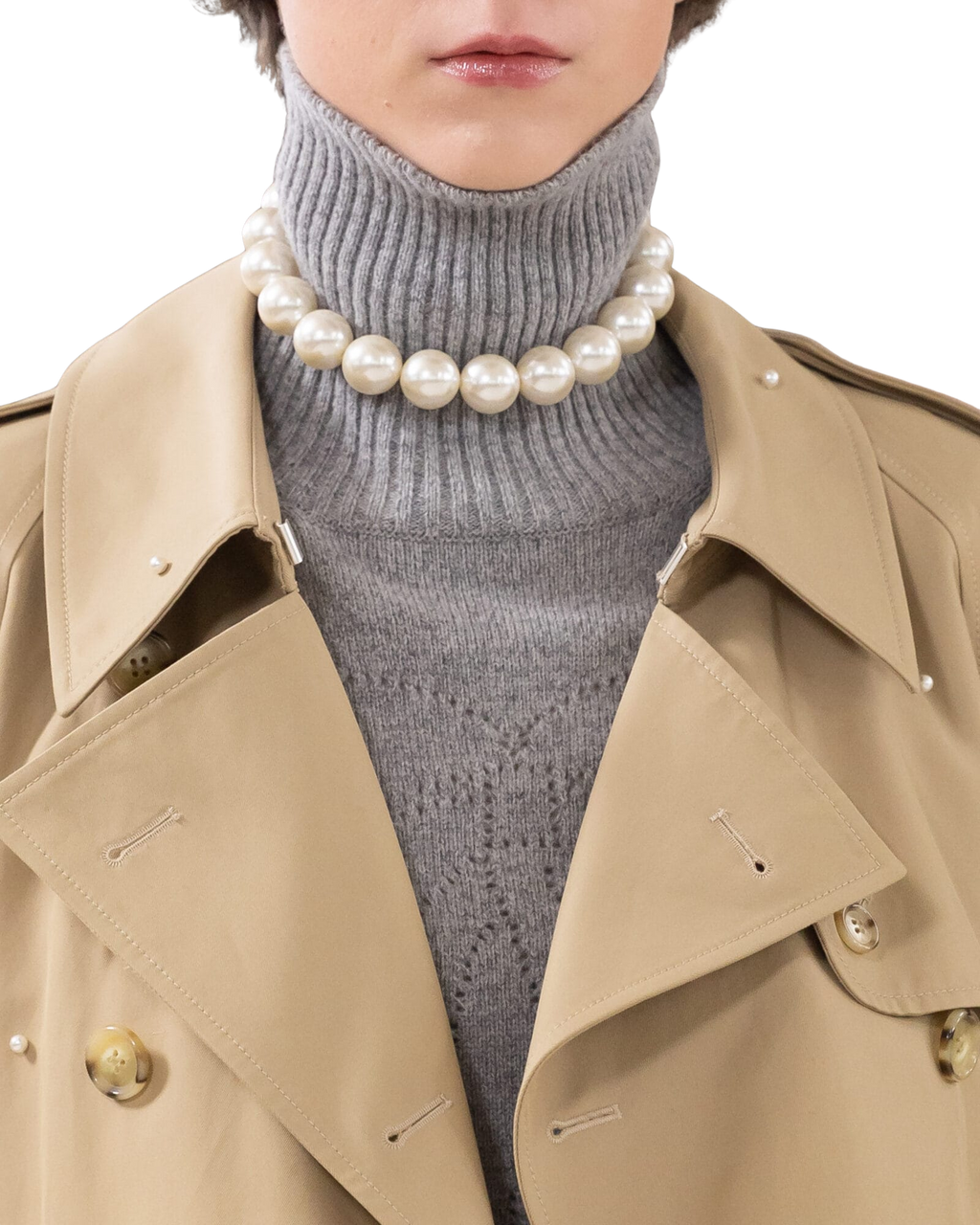 Kimhe Kim - Pearl Embellished Trench Coat (Beige) product image 3 | TRAB K-Fashion Australia