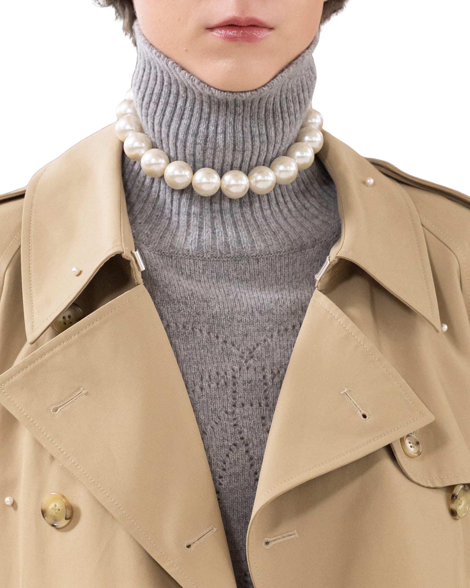 Kimhe Kim - Pearl Embellished Trench Coat (Beige) product image 3 | TRAB K-Fashion Australia