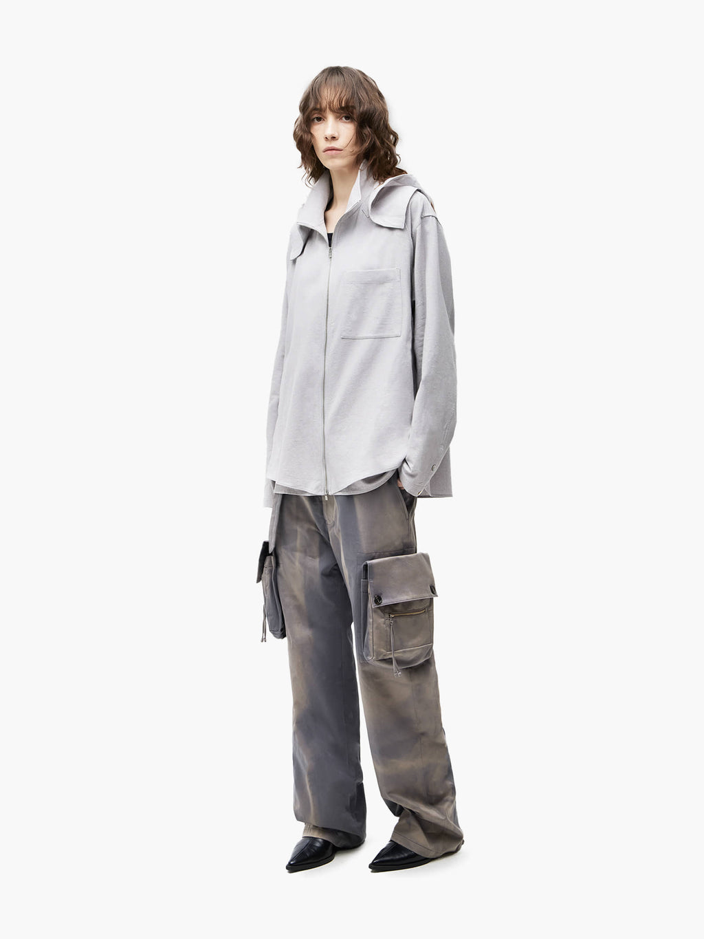 Jiyong Kim - Hooded Layered Zip-Up Shirt (Off-White) product image 3 | TRAB K-Fashion Australia