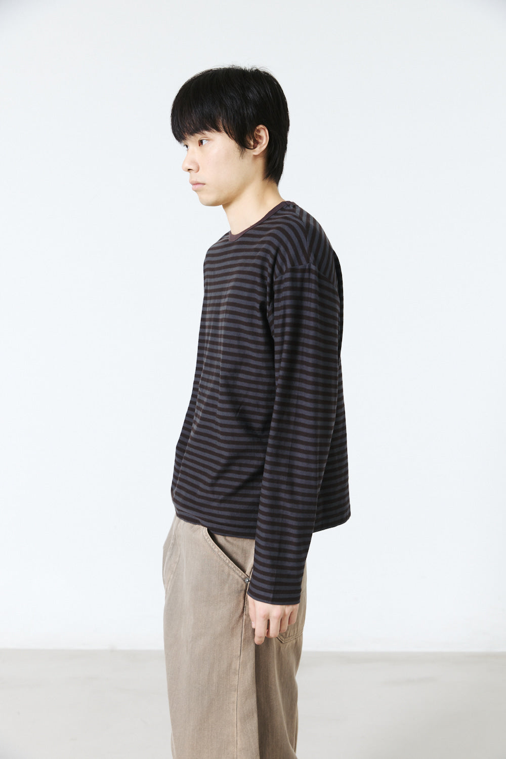 Hatchingroom - Crop Tee Stripe (Brown/Charcoal) product image 9 | TRAB K-Fashion Australia