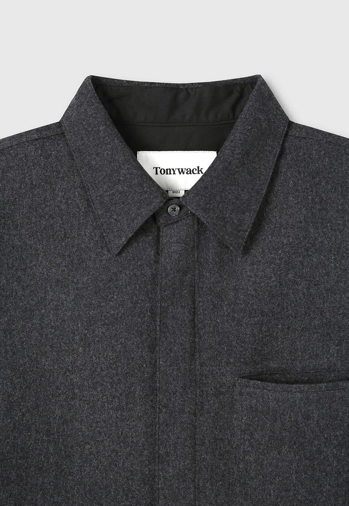 Tonywack - Virgin Wool Hidden Placket Shirt (Grey) product image 9 | TRAB K-Fashion Australia