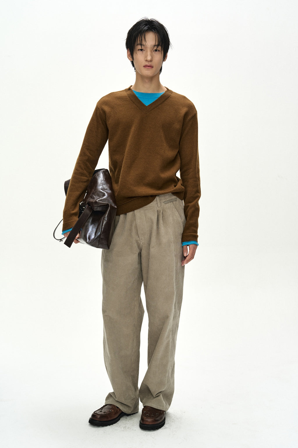 Andersson Bell - Crossover Wide-Leg Corduroy Trousers (Cream) product image 6 | TRAB K-Fashion Australia
