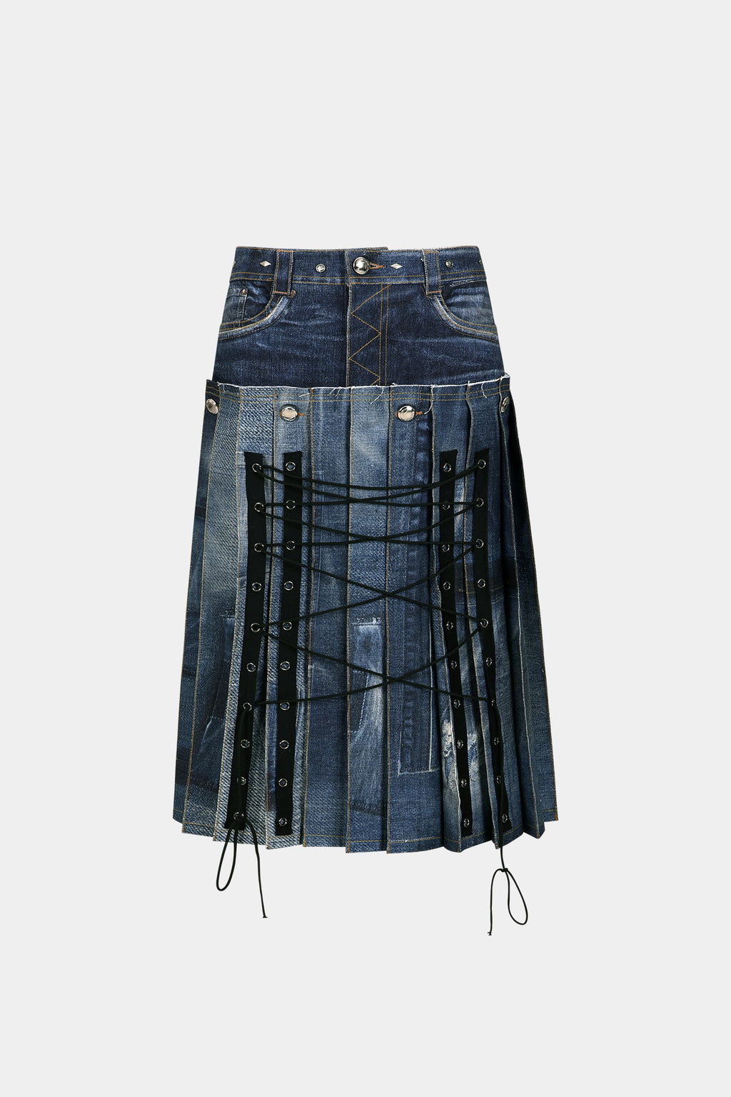 Andersson Bell - Denim Trompe L`oeil Pleats Long Skirt (Blue) product image 7 | TRAB K-Fashion Australia