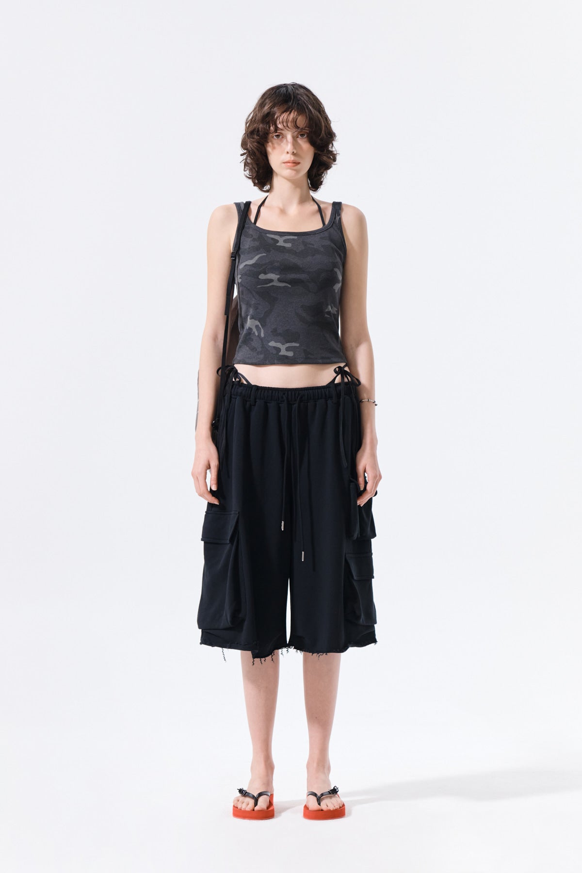Matin Kim - Terry Utility Pocket Bermuda Pants (Black) product image 10 | TRAB K-Fashion Australia