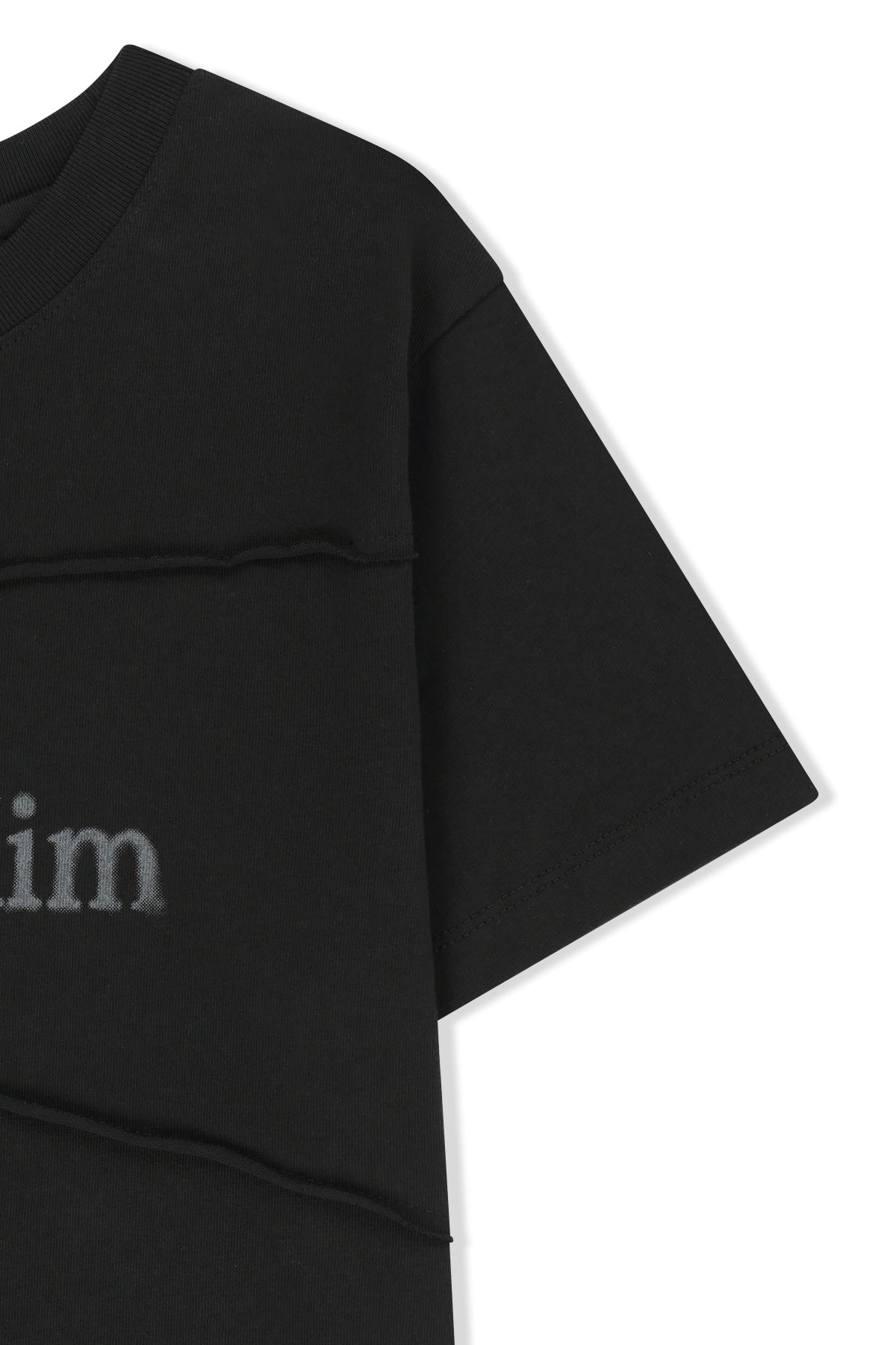 Matin Kim - Diagonal Cut Logo Crop Top (Black) product image 4 | TRAB K-Fashion Australia