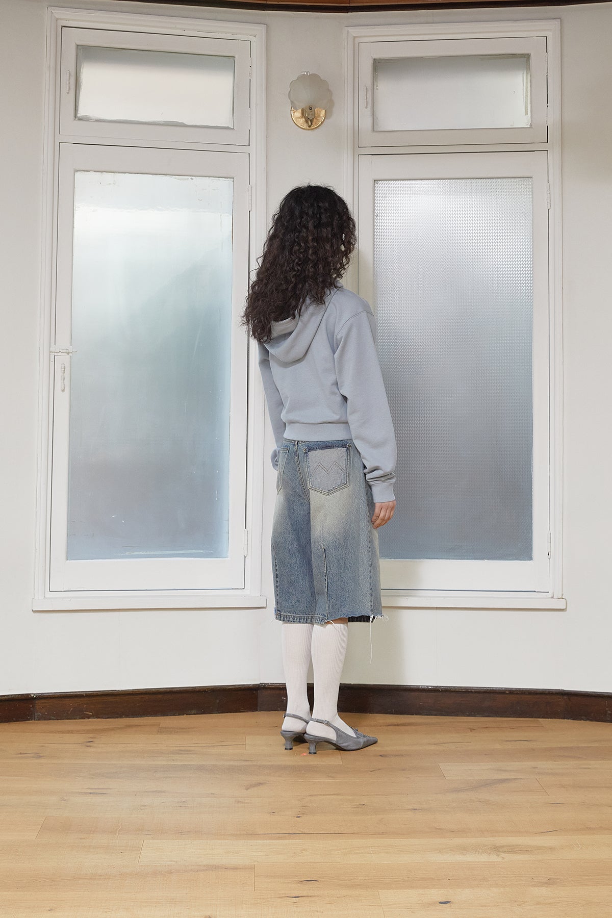 Matin Kim - Volume Pocket Crop Hoody Zip Up (Light Blue) product image 9 | TRAB K-Fashion Australia