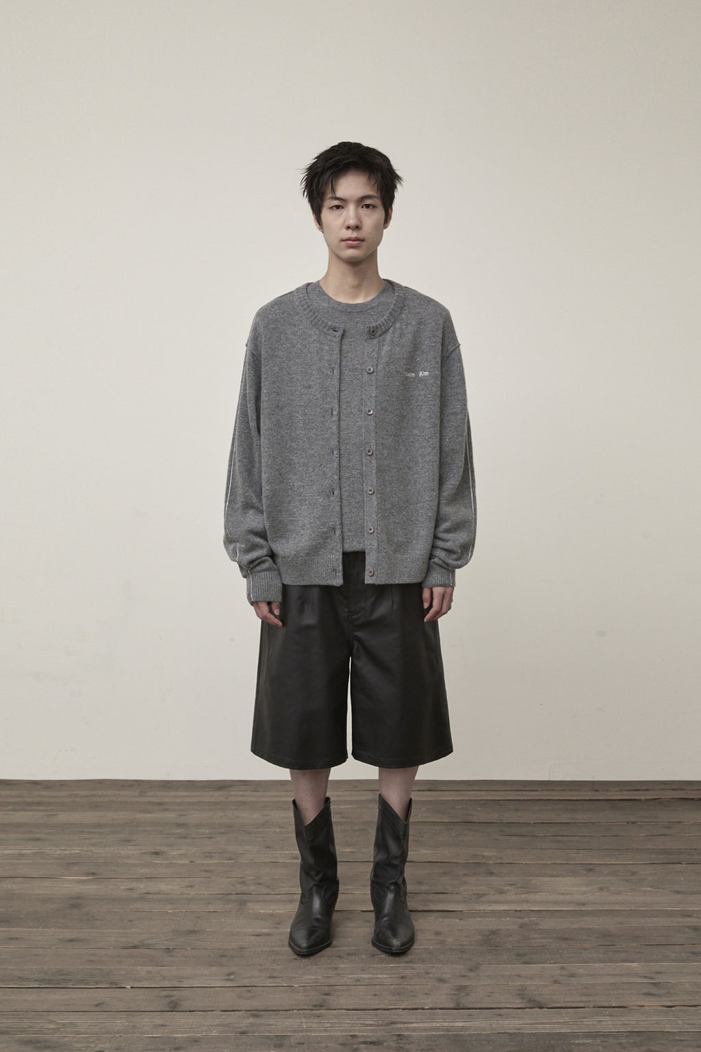 Matin Kim - Cashmere Blended Round Knit Cardigan (Grey) product image 14 | TRAB K-Fashion Australia