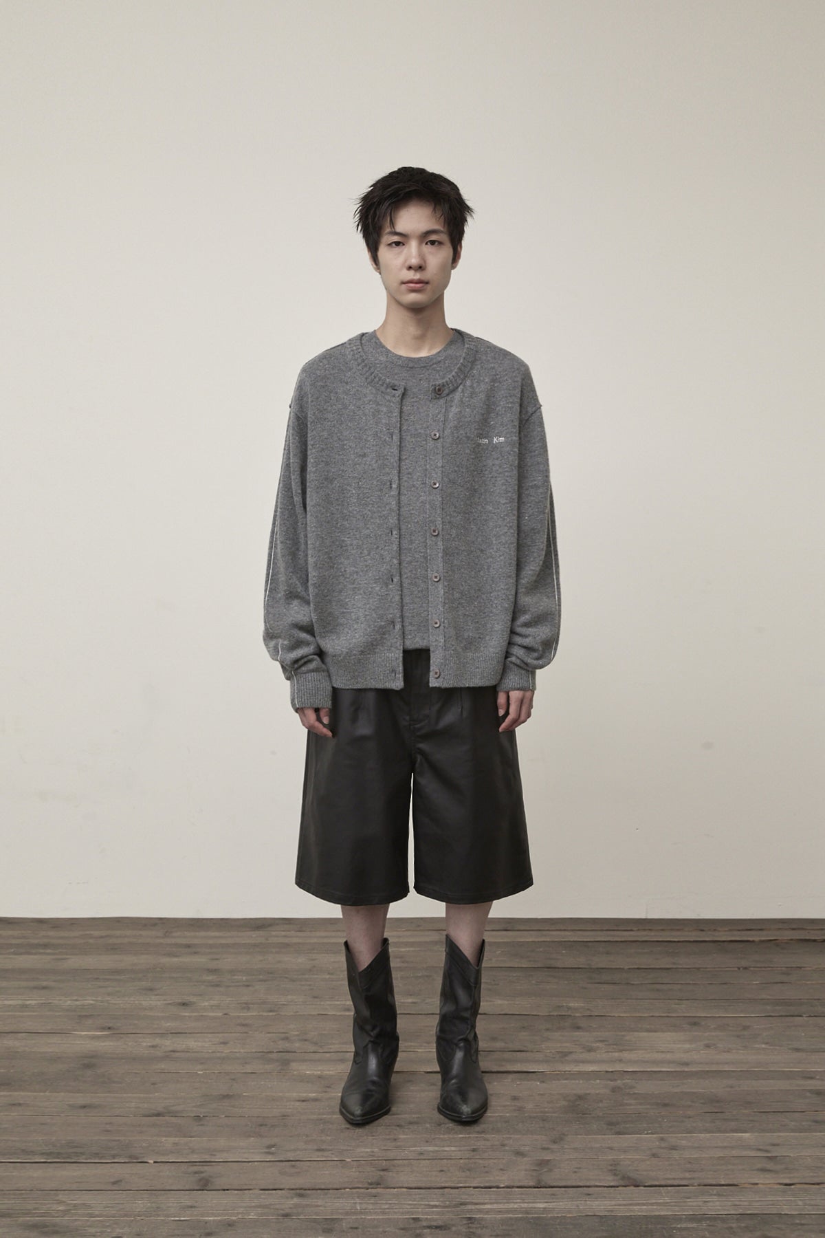 Matin Kim - Cashmere Blended Round Knit Cardigan (Grey) product image 14 | TRAB K-Fashion Australia