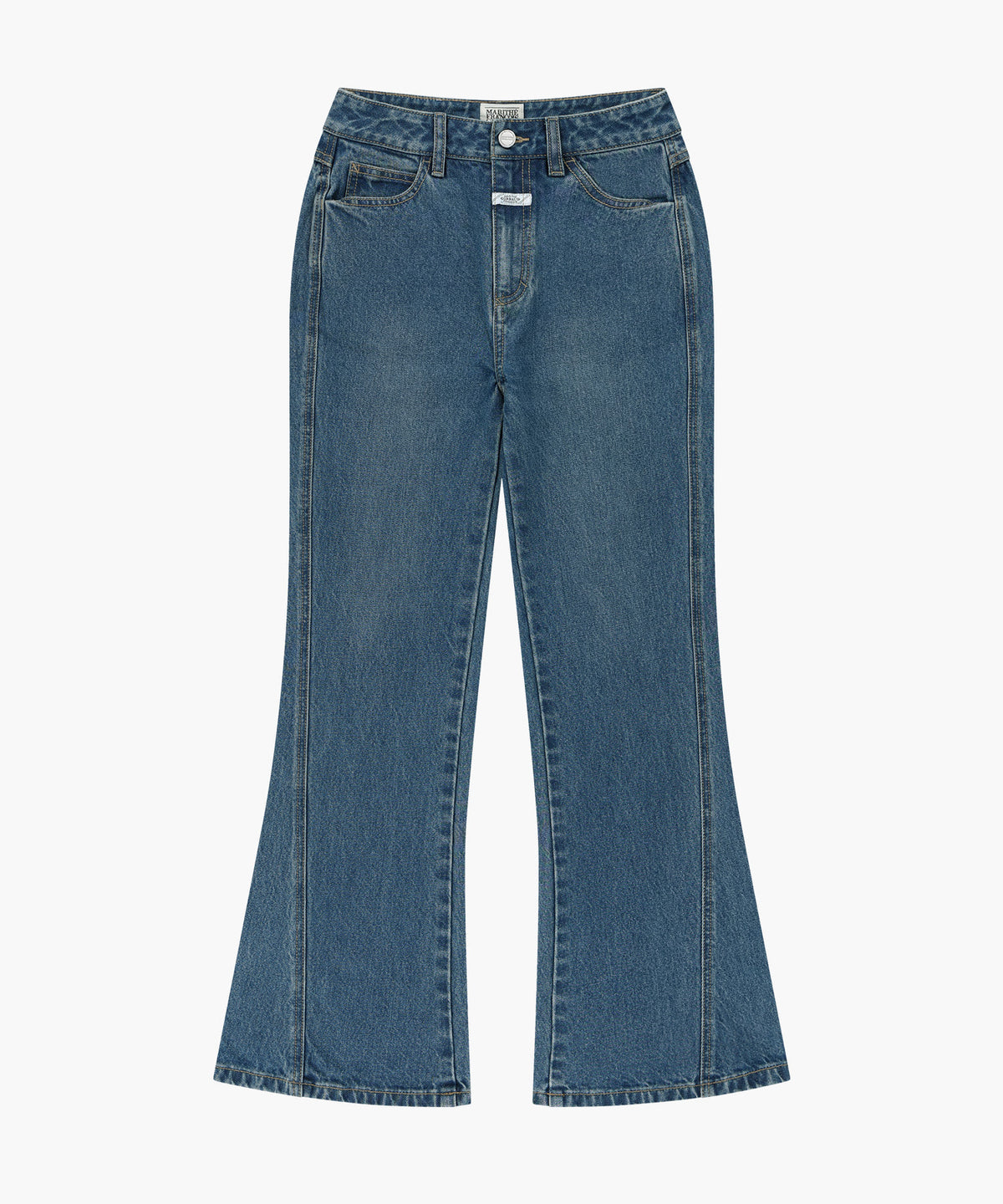 Marithe & Francois Girbaud - [Pre-order – Ships 7 Oct] Panelled Bootcut Denim Pants (Blue) product image 1 | TRAB K-Fashion Australia