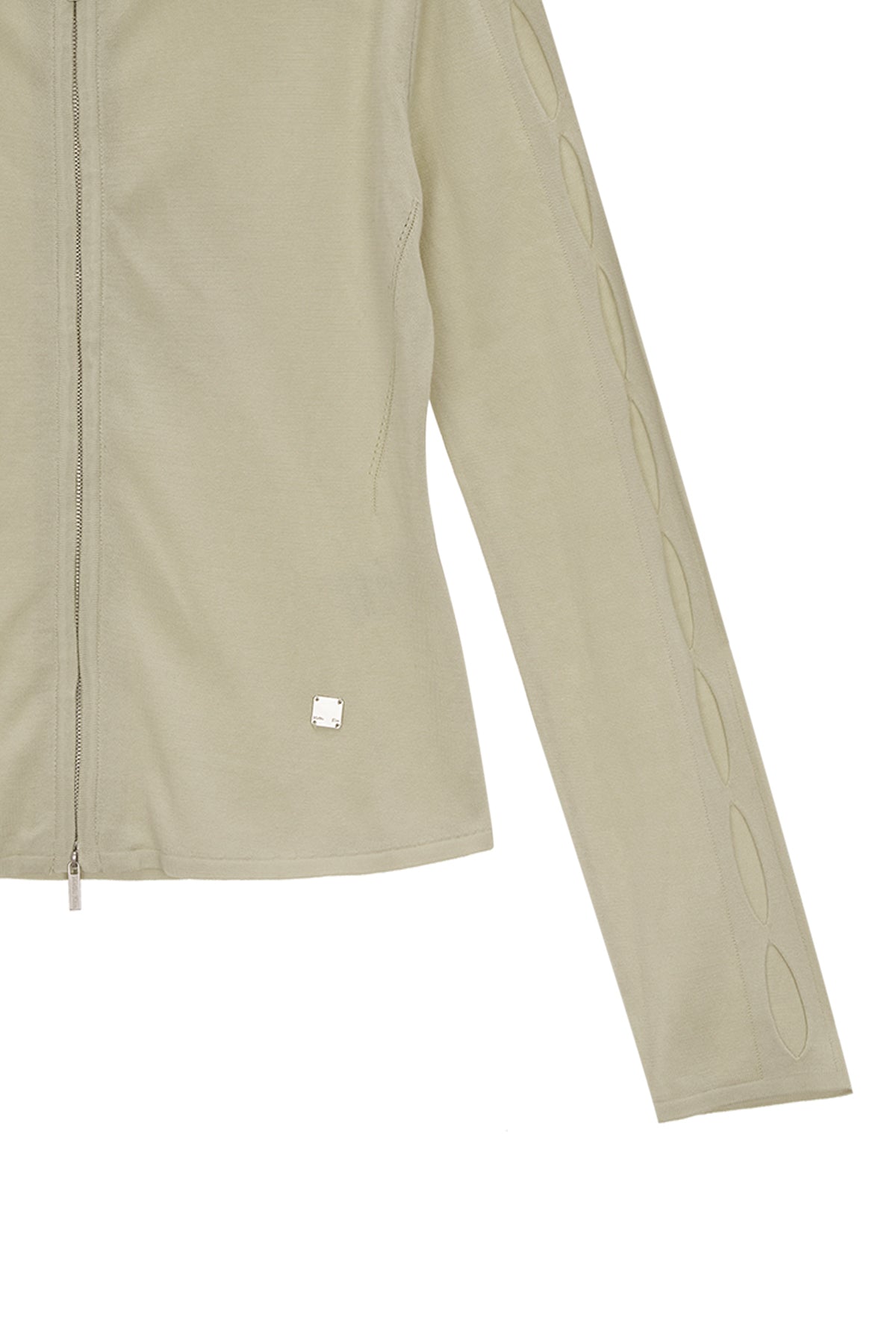 Matin Kim - Sleeve Hole Point Hoody Knit Zip Up (Light Green) product image 4 | TRAB K-Fashion Australia