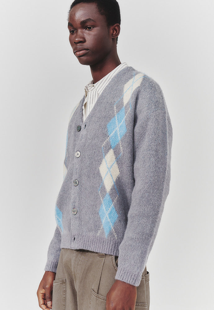 Art if acts - Argyle Mohair Knit Cardigan (Grey) product image 6 | TRAB K-Fashion Australia