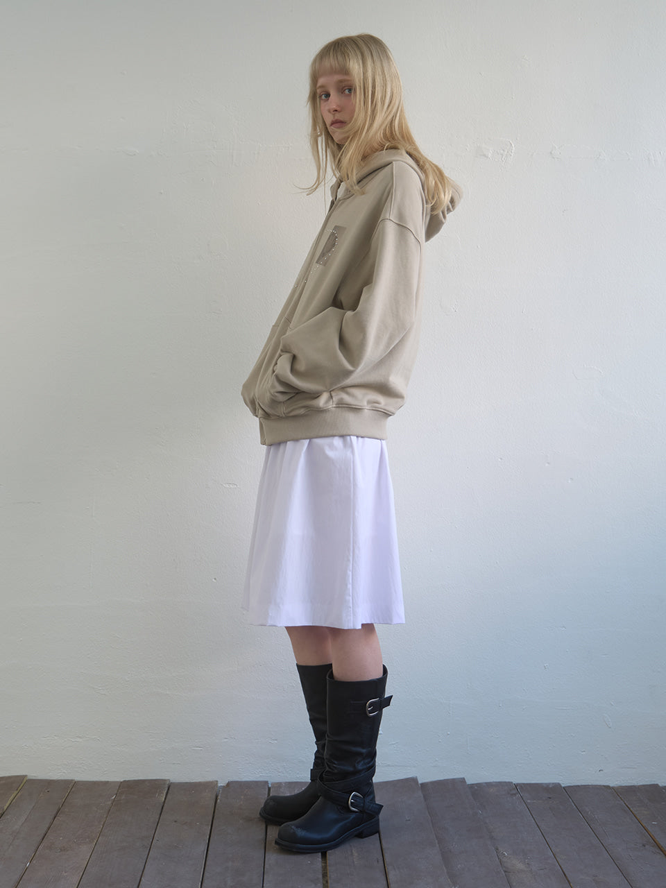 Kijun - Dusty Zip-Up Hoodie (Sand) product image 5 | TRAB K-Fashion Australia