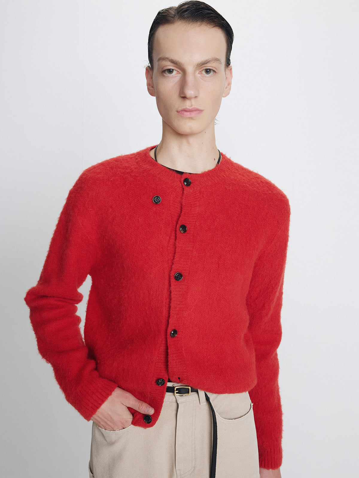 Tonywack - Brushed Wool Crew-Neck Cardigan (Red) product image 4 | TRAB K-Fashion Australia