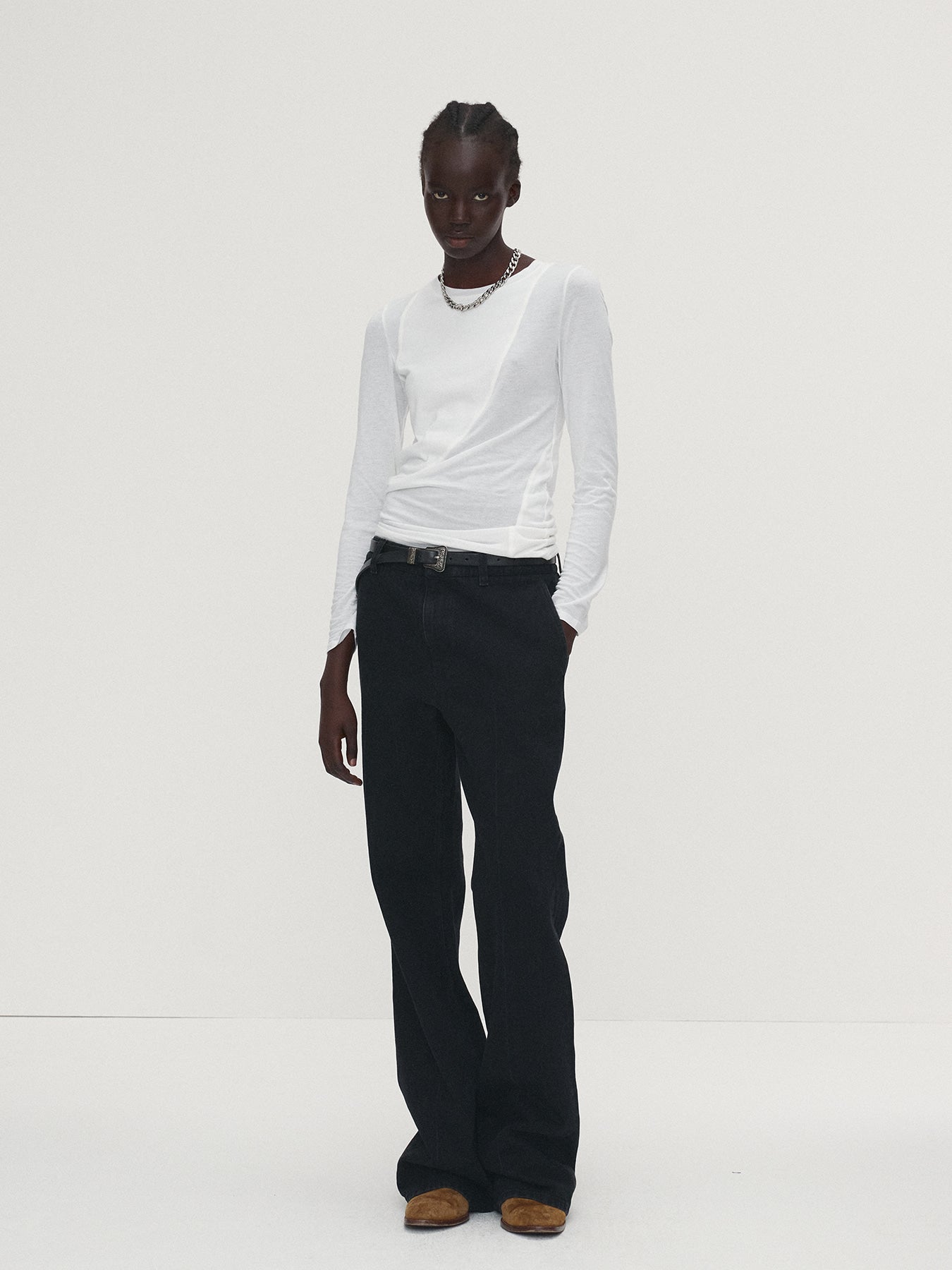 Tonywack - Cotton Modal Cut-Out Long Sleeve (White) product image 1 | TRAB K-Fashion Australia