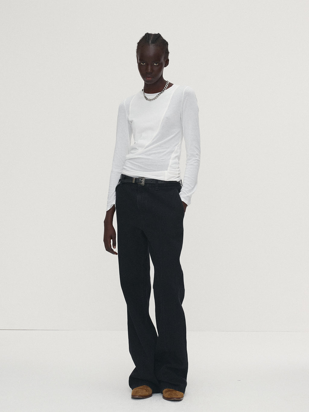 Tonywack - Cotton Modal Cut-Out Long Sleeve (White) product image 1 | TRAB K-Fashion Australia