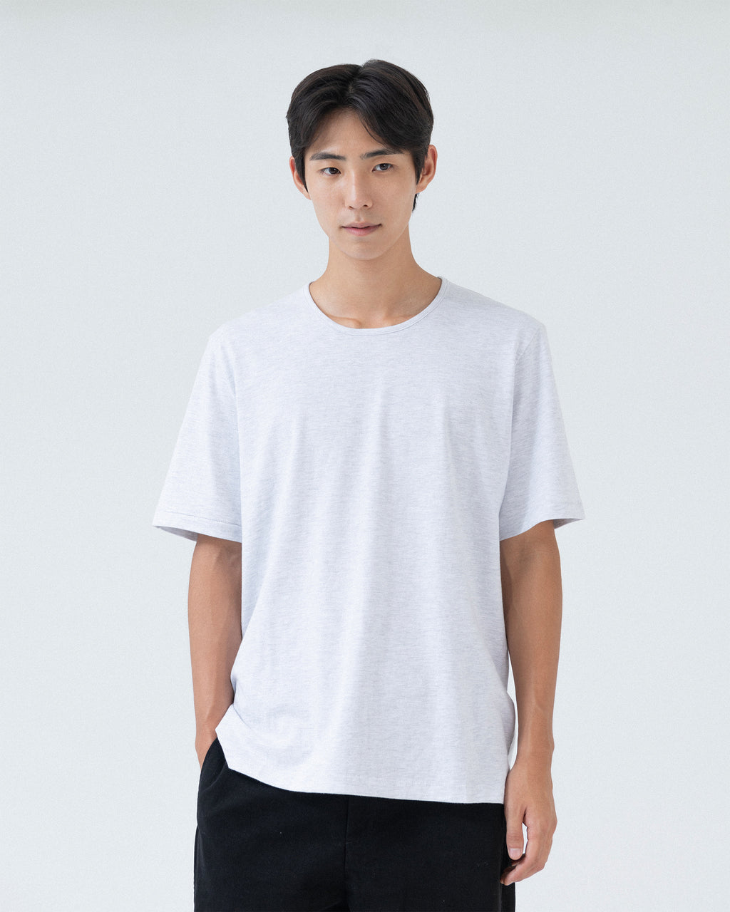 Brownyard - U Neck T Shirt (Light Grey) product image 1 | TRAB K-Fashion Australia