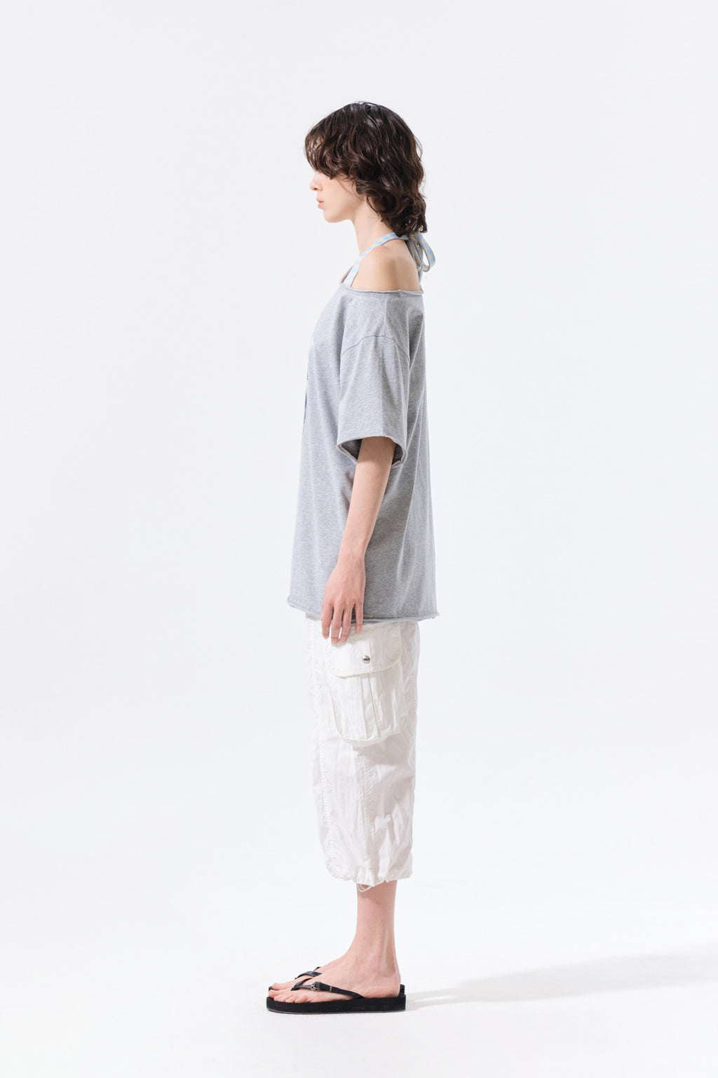 Matin Kim - [Pre-Order – Ships July 3] Mtk 16 Graffiti Logo Asymmetric Top (Grey) product image 8 | TRAB K-Fashion Australia