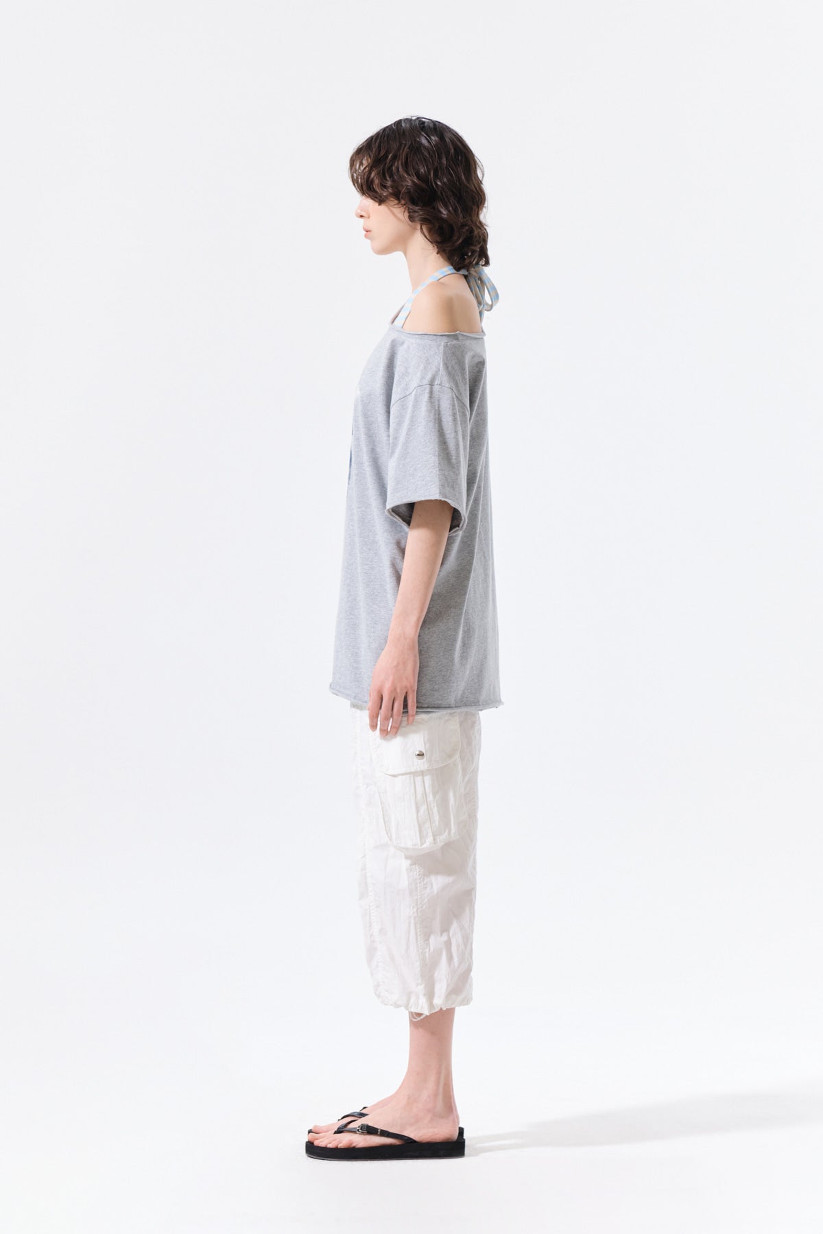 Matin Kim - [Pre-Order – Ships July 3] Mtk 16 Graffiti Logo Asymmetric Top (Grey) product image 8 | TRAB K-Fashion Australia