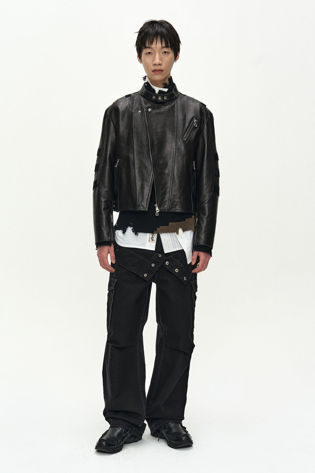 Andersson Bell - Segment Moto Leather Jacket (black) (Black) product image 2 | TRAB K-Fashion Australia