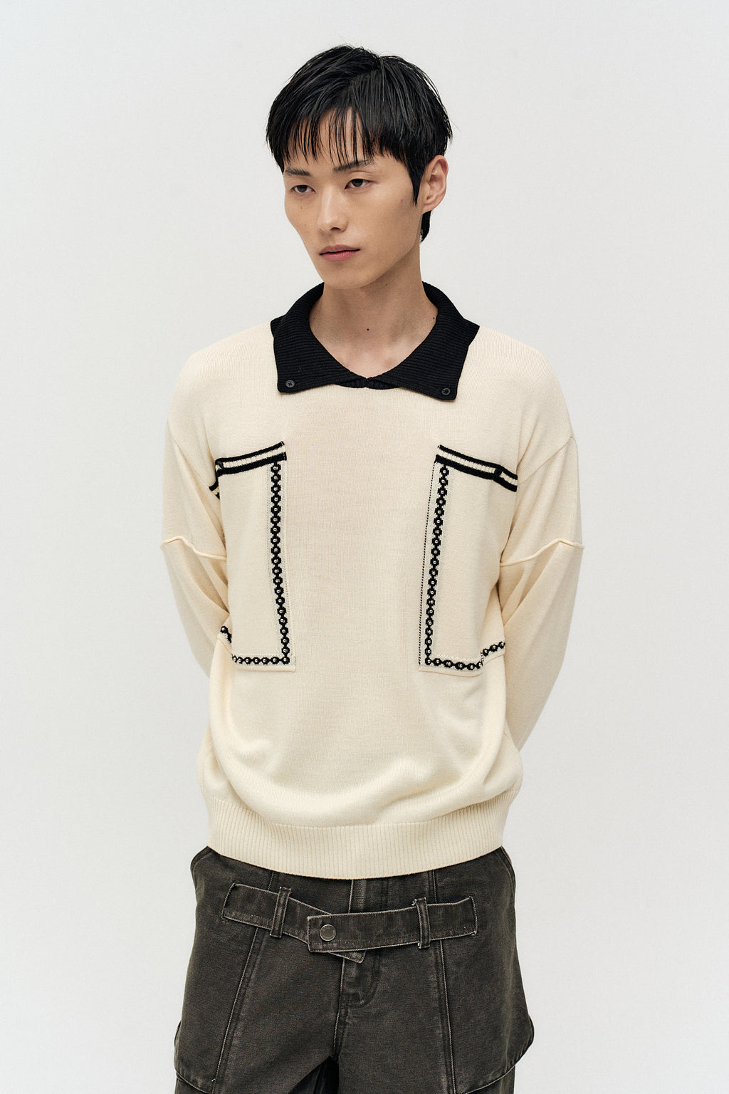 Andersson Bell - Big Pocket Polo Sweater (ecru) (Ecru) product image 6 | TRAB K-Fashion Australia