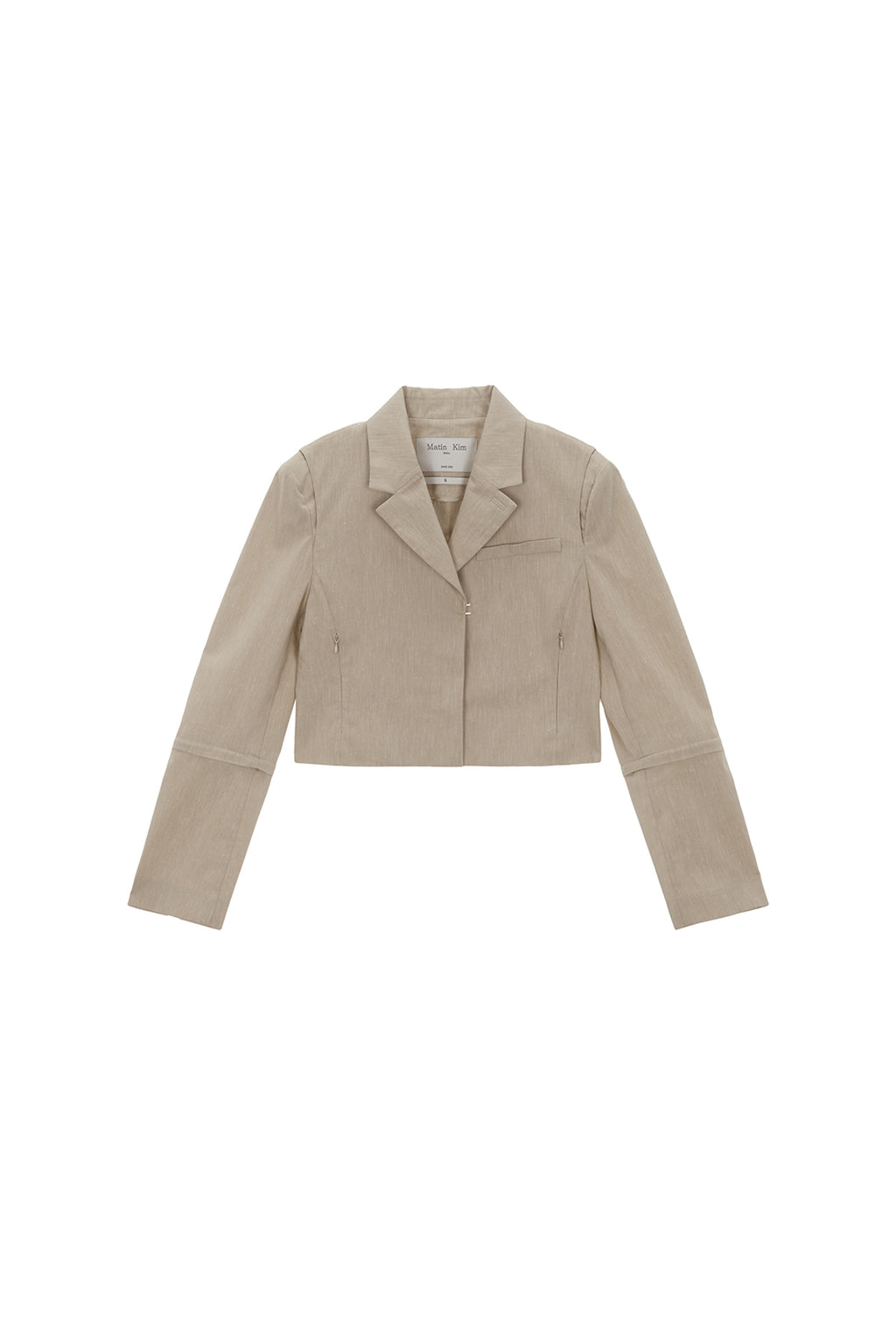 Matin Kim - Zipper Point Linen Crop Jacket (Beige) product image 1 | TRAB K-Fashion Australia