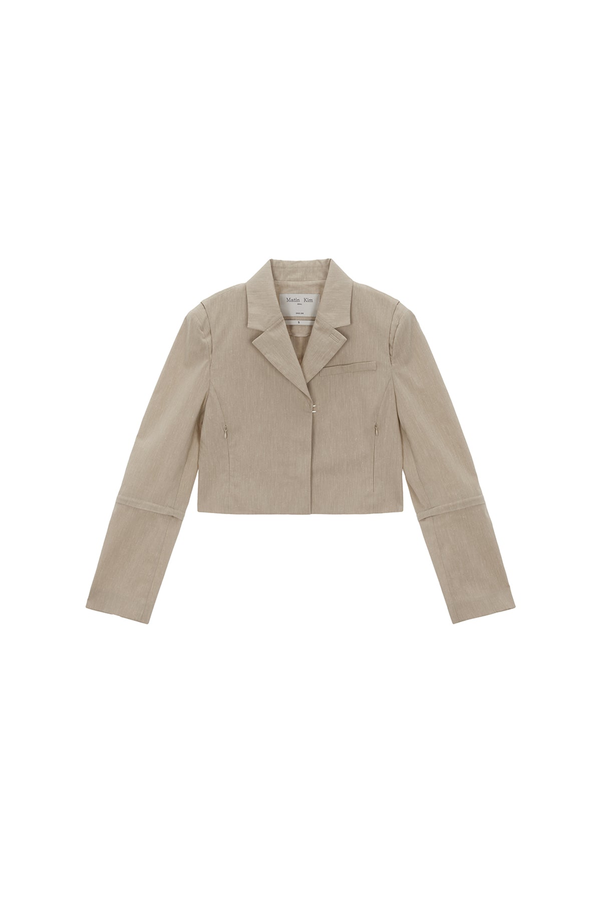 Matin Kim - Zipper Point Linen Crop Jacket (Beige) product image 1 | TRAB K-Fashion Australia