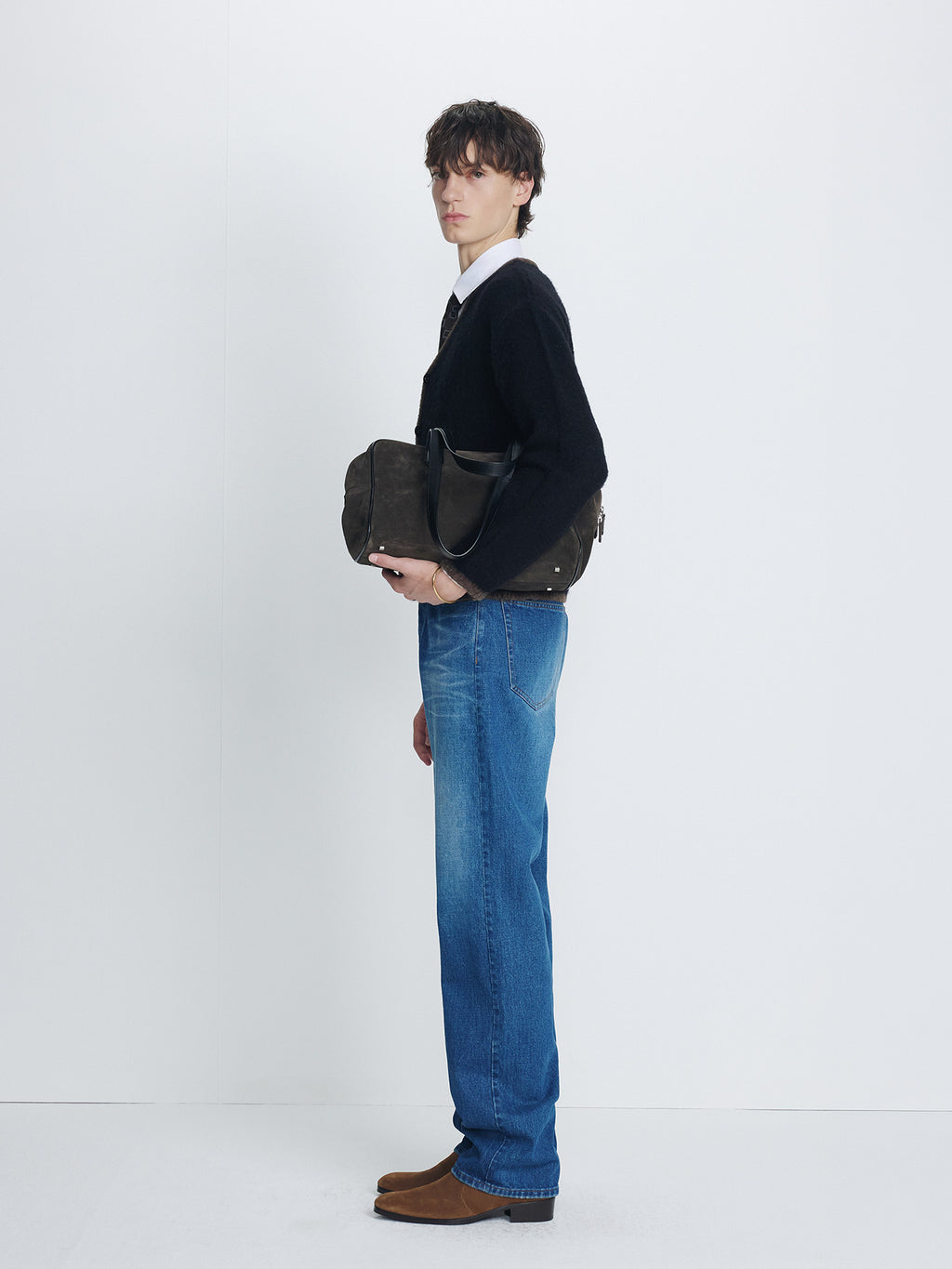 Tonywack - Brushed Classic Tipped Cardigan (Brown/Black) product image 2 | TRAB K-Fashion Australia